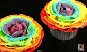 Rainbow Rose Cupcakes